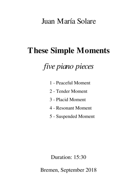 These Simple Moments 5 Piano Pieces Sheet Music