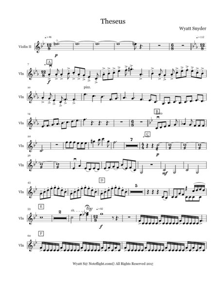 Free Sheet Music Theseus Violin 2