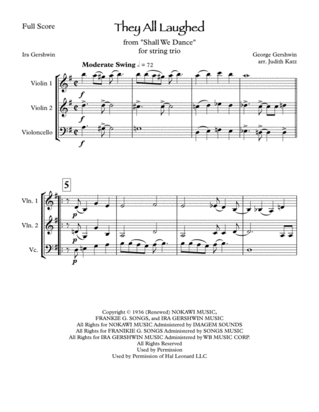 They All Laughed From Shall We Dance For String Trio Sheet Music