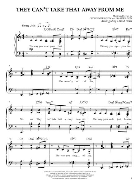 They Cant Take That Away From Me By George And Ira Gershwin Sheet Music