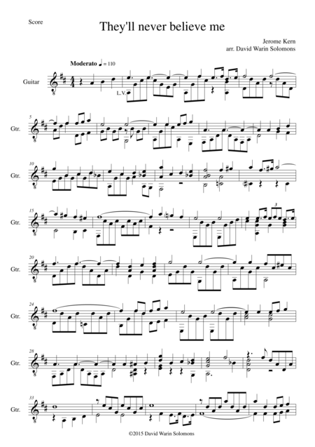 They Will Never Believe Me For Guitar Solo Sheet Music