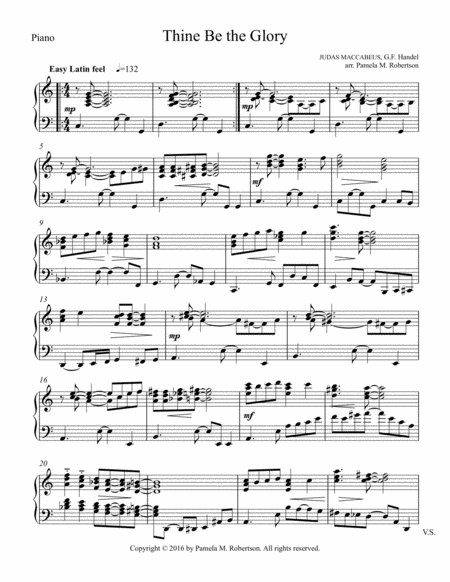 Free Sheet Music Thine Be The Glory Piano Solo And Optional Percussion