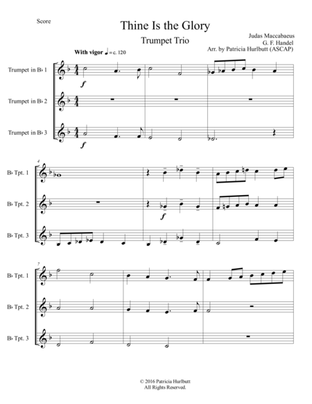 Thine Is The Glory For Trumpet Trio Sheet Music