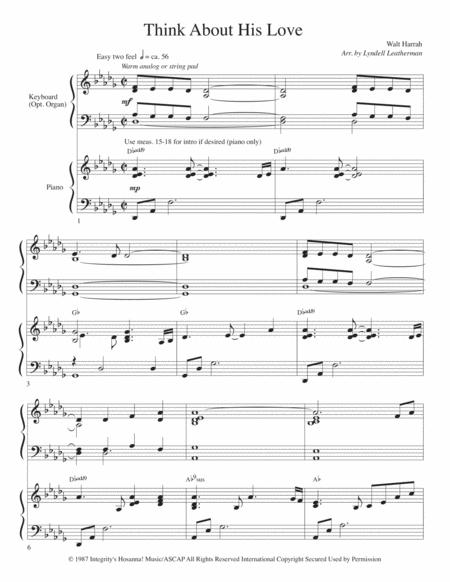 Free Sheet Music Think About His Love Keyboard Piano Duet