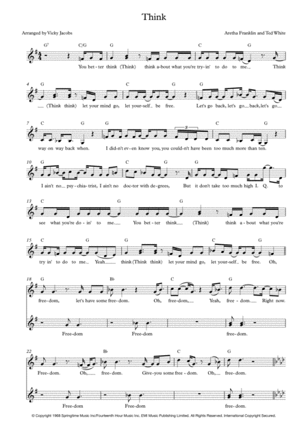 Think Leadsheet For Singalongs Sheet Music