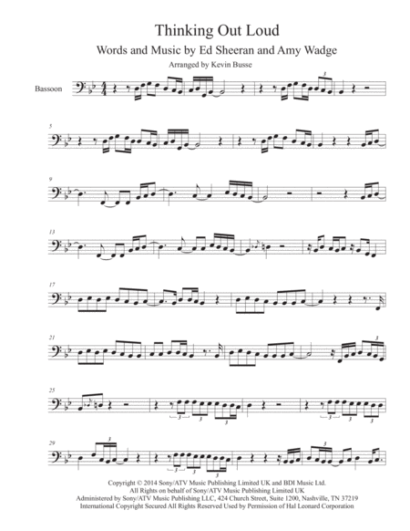 Thinking Out Loud Bassoon Sheet Music