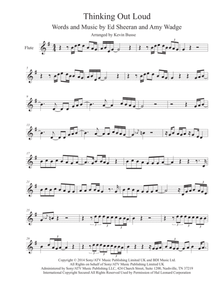 Free Sheet Music Thinking Out Loud Flute