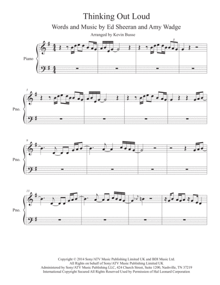 Thinking Out Loud Piano Sheet Music