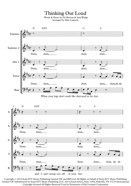 Thinking Out Loud Satb Sheet Music