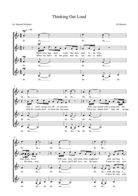 Free Sheet Music Thinking Out Loud Ssaa A Capella