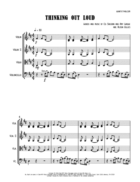 Free Sheet Music Thinking Out Loud String Trio Optional Vln2 Or Vla