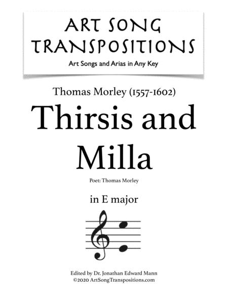 Thirsis And Milla Transposed To E Major Sheet Music