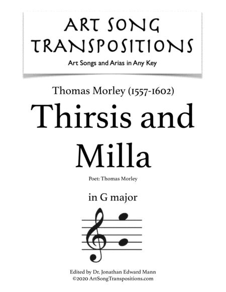 Thirsis And Milla Transposed To G Major Sheet Music