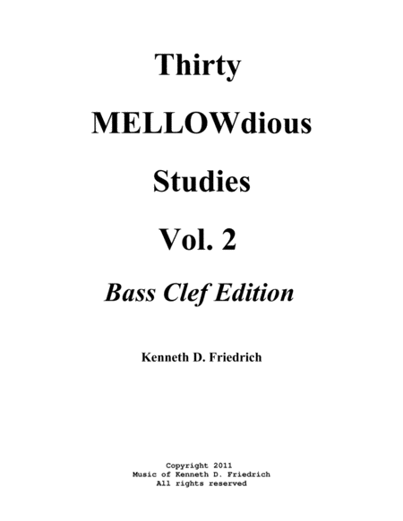 Free Sheet Music Thirty Mellowdious Studies Book Two Bass Clef Edtion