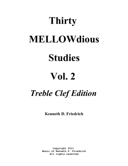 Free Sheet Music Thirty Mellowdious Studies Book Two Treble Clef Edition