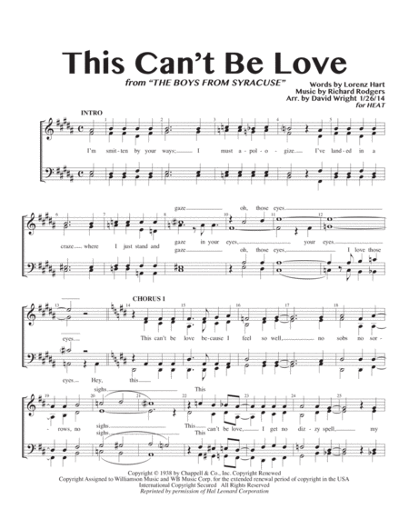 This Cant Be Love F Quartet Pricing Sheet Music