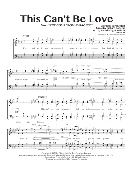 This Cant Be Love M Chorus Pricing Sheet Music