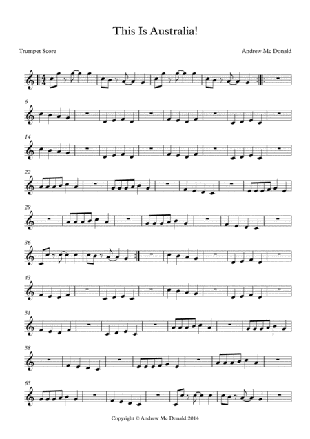 This Is Australia Trumpet Score Sheet Music