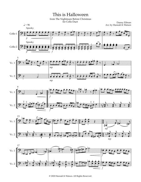 Free Sheet Music This Is Halloween The Nightmare Before Christmas Cello Duet