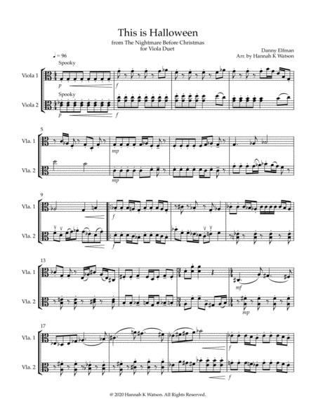 Free Sheet Music This Is Halloween The Nightmare Before Christmas Viola Duet