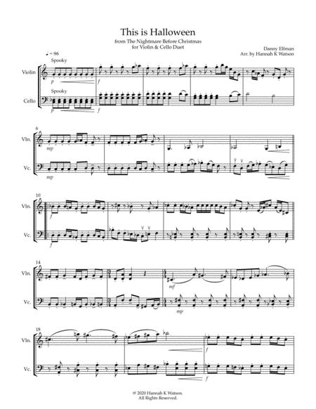 This Is Halloween The Nightmare Before Christmas Violin And Cello Duet Sheet Music
