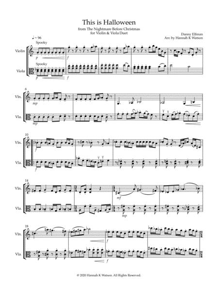 This Is Halloween The Nightmare Before Christmas Violin And Viola Duet Sheet Music