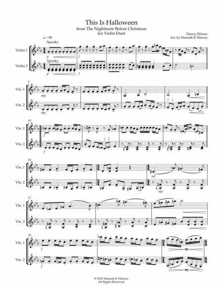 This Is Halloween The Nightmare Before Christmas Violin Duet Sheet Music