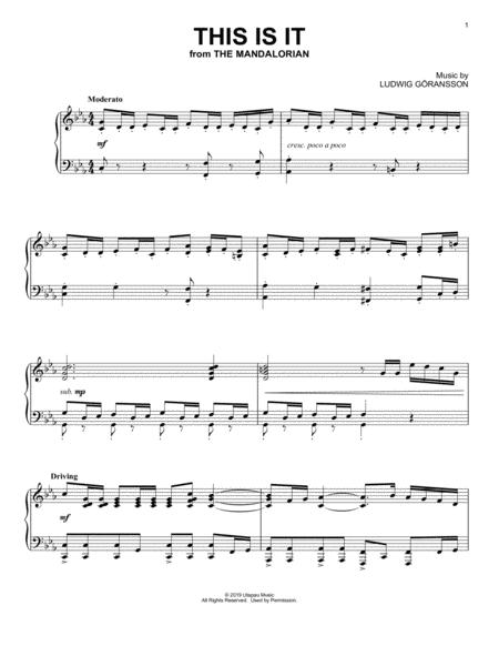 Free Sheet Music This Is It From Star Wars The Mandalorian