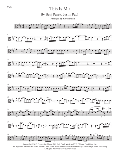 This Is Me Original Key Viola Sheet Music