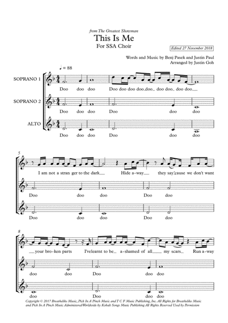 This Is Me Ssa A Cappella Sheet Music