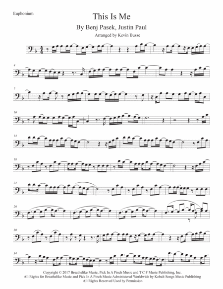 This Is Me The Greatest Showman Euphonium Sheet Music