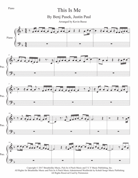 This Is Me The Greatest Showman Piano Sheet Music