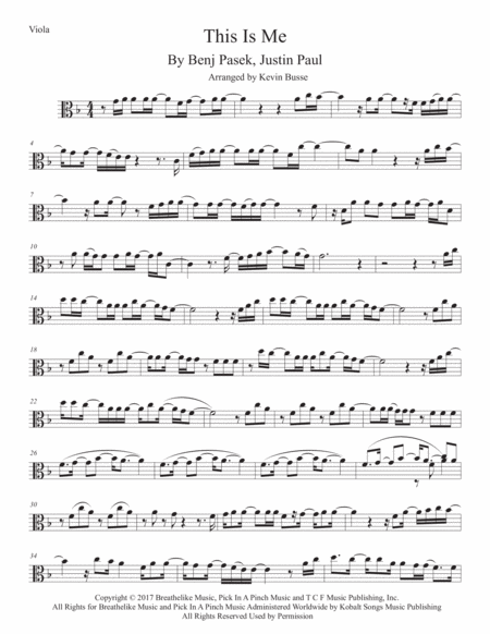Free Sheet Music This Is Me The Greatest Showman Viola