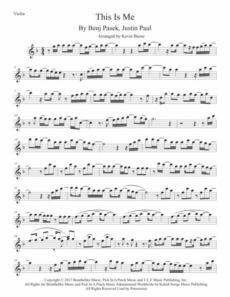 This Is Me The Greatest Showman Violin Sheet Music