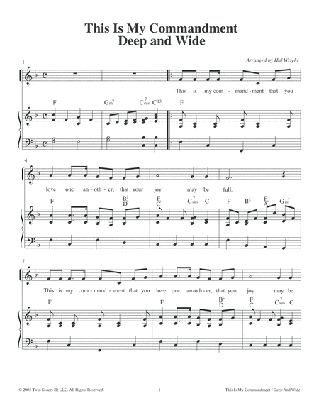 This Is My Commandment Deep And Wide Sheet Music