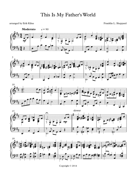 This Is My Fathers World A Theme And Variations For Piano Sheet Music