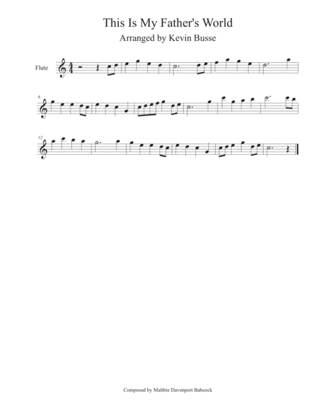 This Is My Fathers World Easy Key Of C Flute Sheet Music