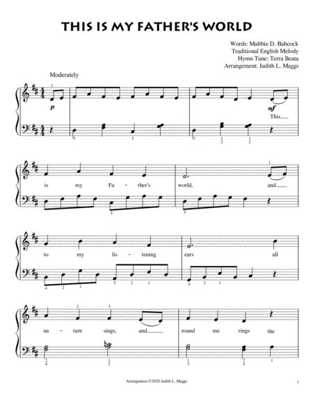 Free Sheet Music This Is My Fathers World Easy Piano