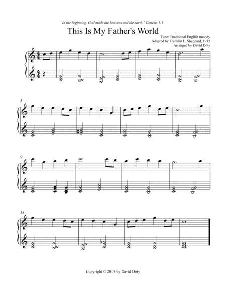 This Is My Fathers World For Beginner Piano Sheet Music