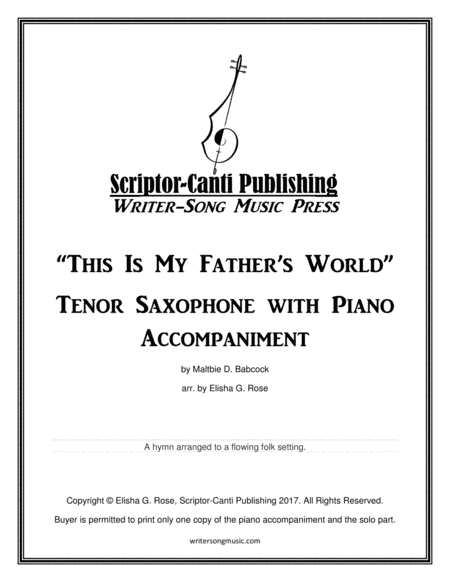 This Is My Fathers World Tenor Saxophone Sheet Music