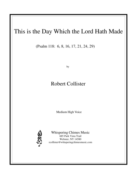 This Is The Day Which The Lord Hath Made Medium High Voice Sheet Music
