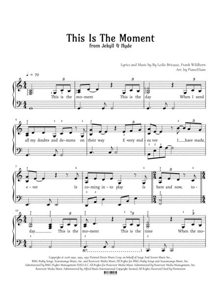 This Is The Moment C Major Key Sheet Music