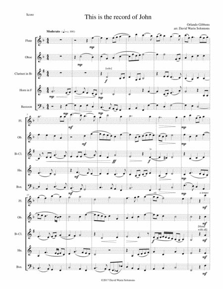 This Is The Record Of John For Wind Quintet Sheet Music