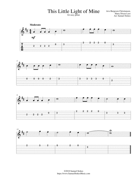 Free Sheet Music This Little Light Of Mine For Easy Guitar With Tab