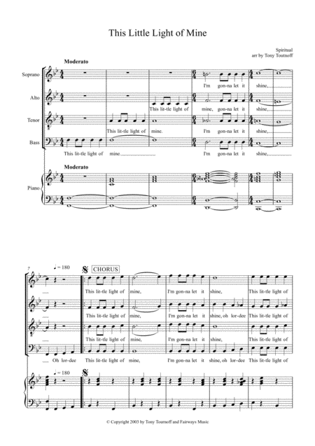 Free Sheet Music This Little Light Of Mine Satb