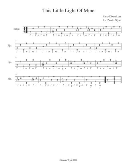 Free Sheet Music This Little Light Of Mine Solo Banjo