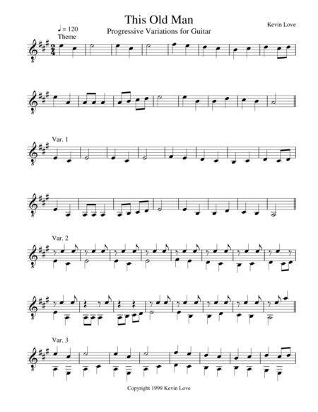 This Old Man Progressive Variations For Guitar Sheet Music