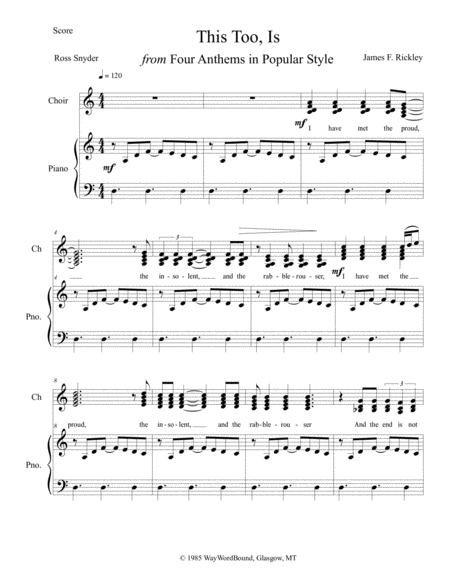 Free Sheet Music This Too Is From Four Anthems In Popular Style