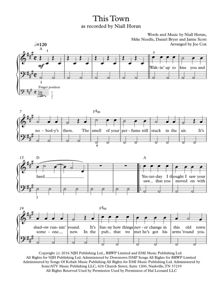 Free Sheet Music This Town For Beginners