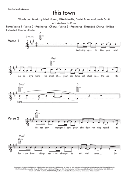 This Town Lead Sheet Ukulele Sheet Music